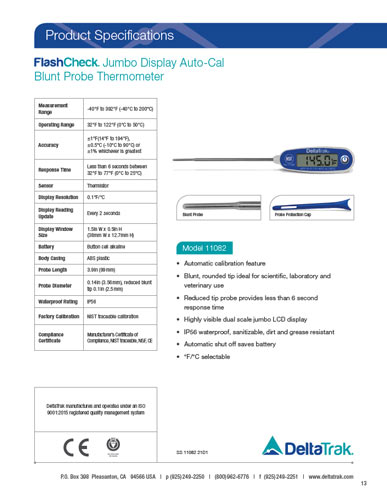 Download FlashCheck Jumbo Display Auto-Cal Blunt Probe Thermometer Spec Sheet